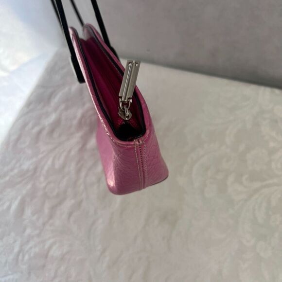 Pink Faux Croc Top Handle Satchel Bag Half Circle Vinyl‎ Approx 16x6 - Picture 9 of 11